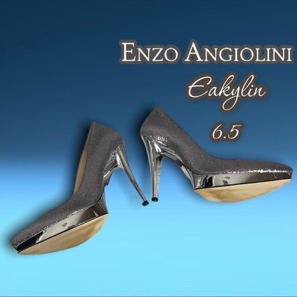 Enzo Angiolini Eakylin Sparkling Metallic Silver Platform Heels Size 6.5 - Picture 7 of 16